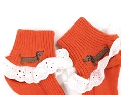 Mini Rodini red dog lace strømper